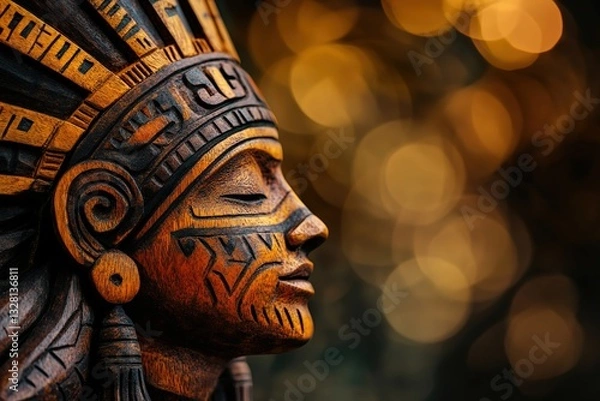 Fototapeta Warrior Goddess in Wood: A Mesmerizing Mayan - Aztec Fusion