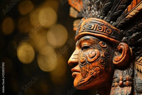 Fototapeta Warrior Goddess in Wood: A Mesmerizing Mayan - Aztec Fusion