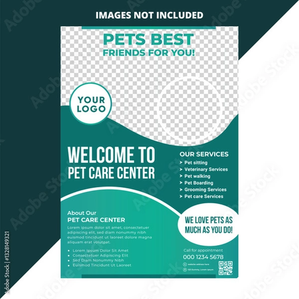 Fototapeta Pet Sitting Flyer Template, Pet Care Flyer Template, Pet Walkers Flyer Template