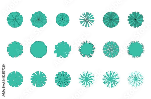 Fototapeta Set of trees for landscaping, architecture and decoration projects