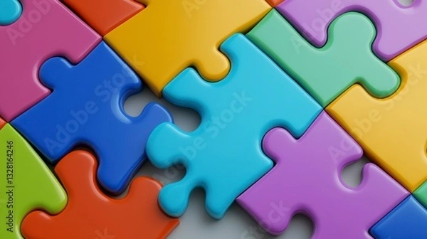 Obraz Colorful Interlocking Puzzle Pieces on a Bright Background