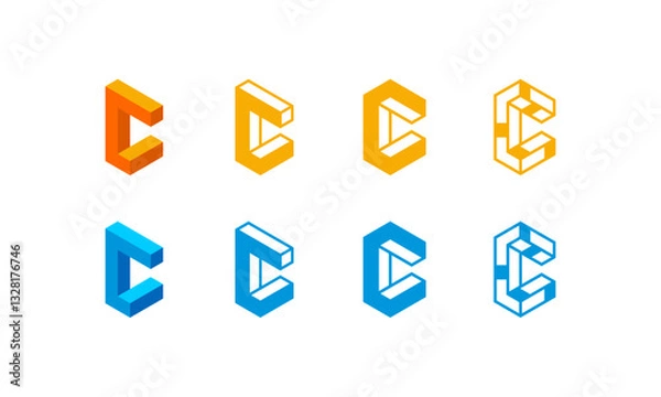 Obraz premium logo business initial C 3d perspective