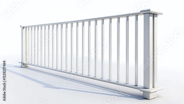 Fototapeta Modern White Metal Railing 3D Render - Clean Minimalist Design for Architecture & Interior