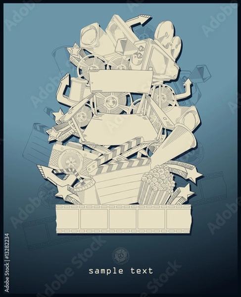 Fototapeta line drawing movie theme- vector