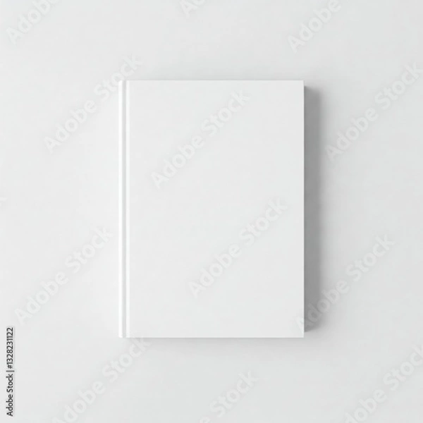 Fototapeta Blank hardcover book mockup. isolated on white background. Flat lay view. It can be used for promo, catalogs, brochures, magazines, etc. Ready for your design, book with white blank cover isolated.