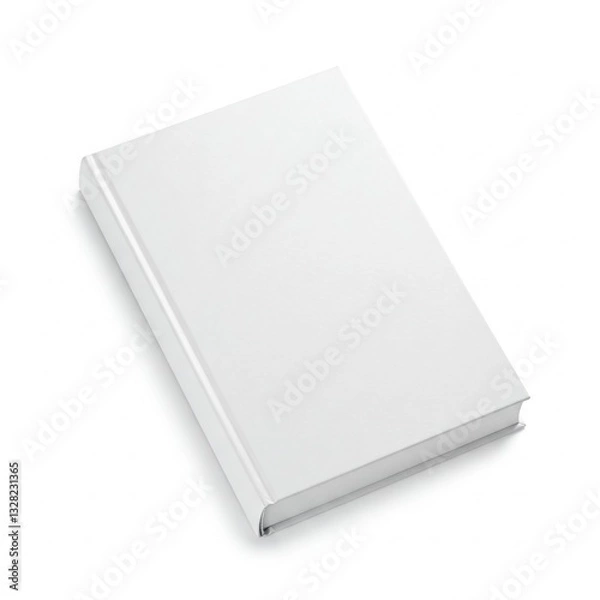 Fototapeta Blank hardcover book mockup. isolated on white background. Flat lay view. It can be used for promo, catalogs, brochures, magazines, etc. Ready for your design, book with white blank cover isolated.
