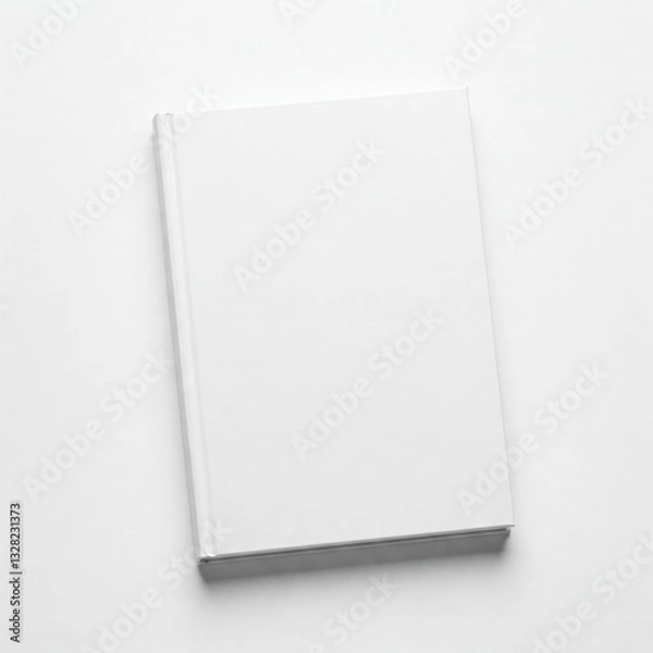Fototapeta Blank hardcover book mockup. isolated on white background. Flat lay view. It can be used for promo, catalogs, brochures, magazines, etc. Ready for your design, book with white blank cover isolated.