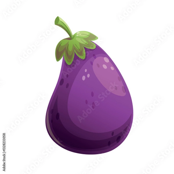 Obraz This is a colorful and playful cartoonstyle illustration of an eggplant, ideal for foodrelated graphics and artworks