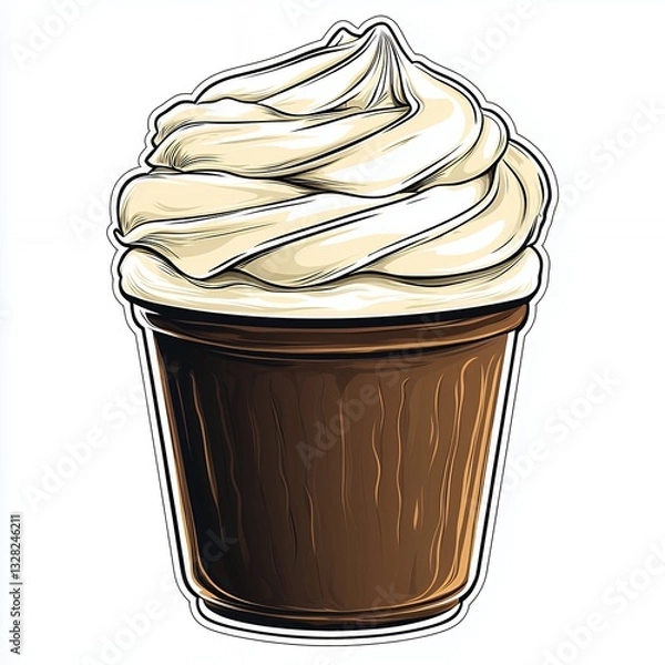 Obraz Whipped Cream Ice Cream Cone In Brown Paper Cup