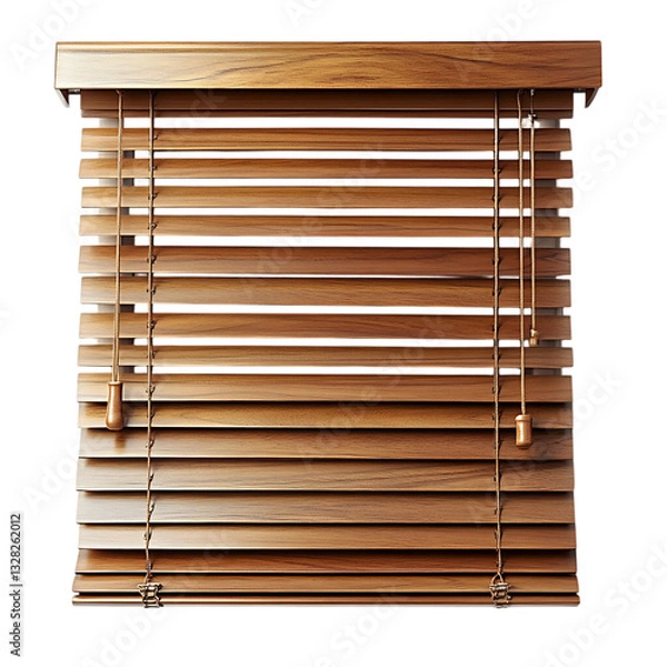 Fototapeta Adjustable Wooden Blinds with Metal Hardware Isolated on Transparent Background