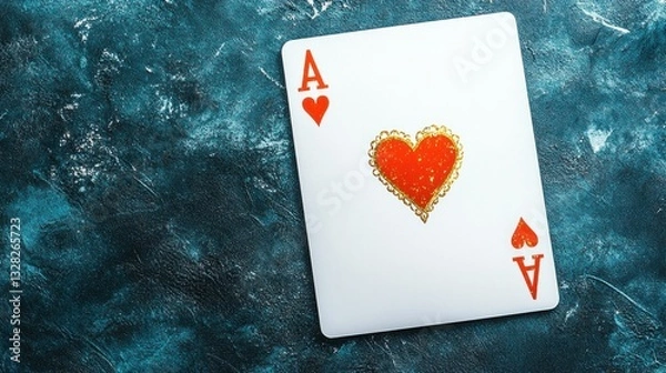 Obraz Ace of Hearts Playing Card on Dark Textured Background with Decorative Elements