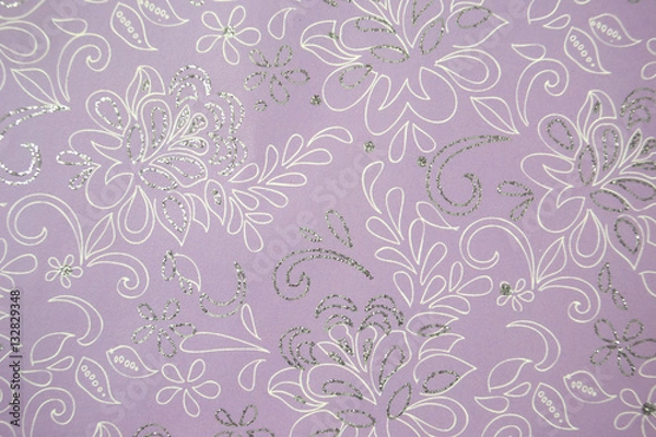 Obraz Floral line print with silver glitter