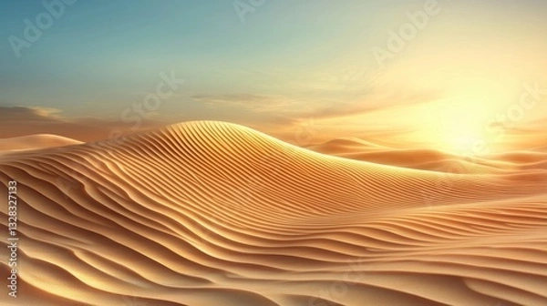 Obraz Pixelated Desert Sunset Golden Sand Dunes Under a Clear Sky