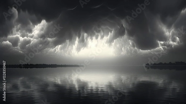 Obraz reflecti black clouds on white