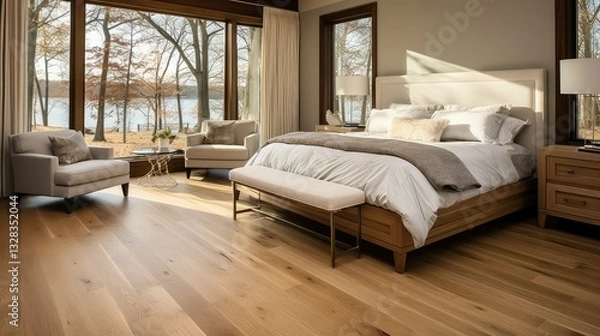Fototapeta bedroom oak wood flooring