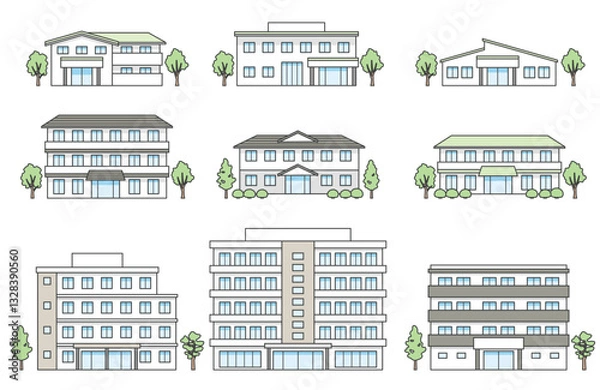 Obraz 介護施設の建物イラストセット