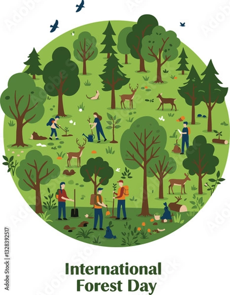 Fototapeta Flat Circular Design for International Forest Day Celebration