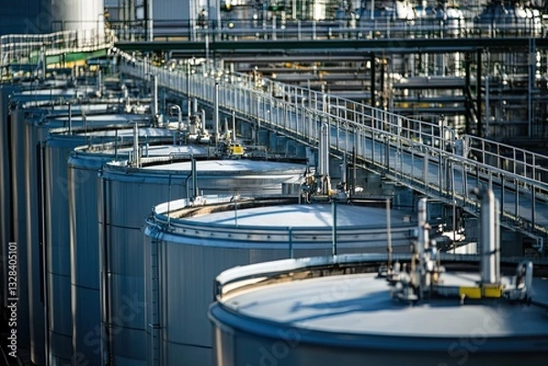 Obraz Industrial storage tanks lined up i