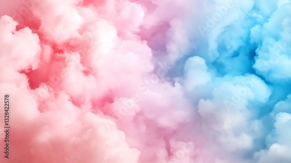Fototapeta Pink and blue fluffy cloud-like formation with ethereal, abstract texture