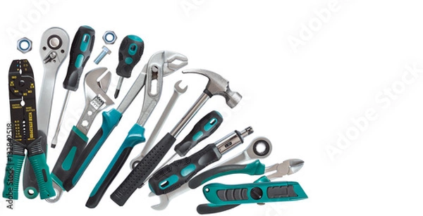 Obraz set of tools, Many tools isolated on white background