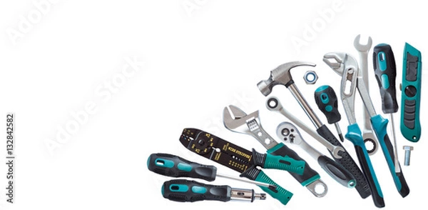 Obraz set of tools, Many tools isolated on white background