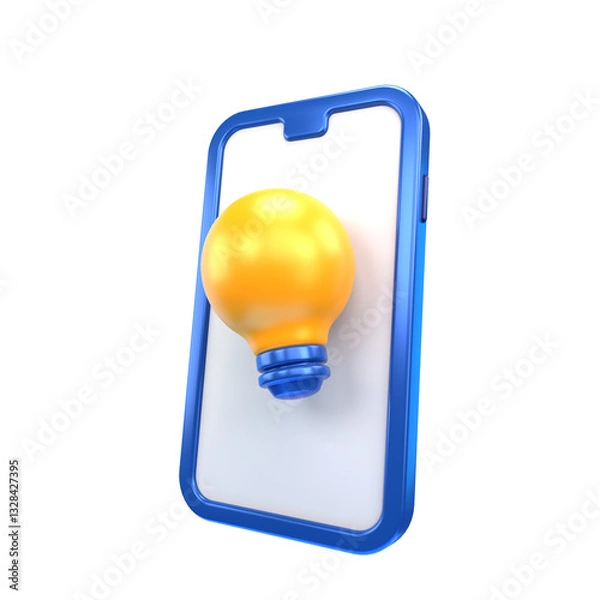 Fototapeta 3D Smartphone with Lightbulb Icon 