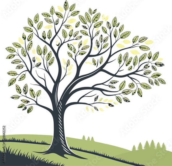 Obraz Stylish Green Tree Vector Illustration