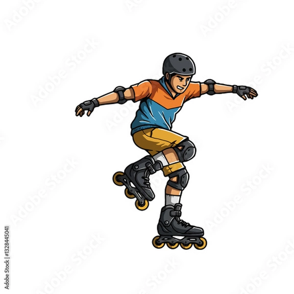 Obraz Rollerblading Kid Cartoon Character
