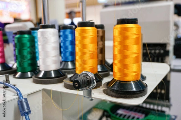 Fototapeta Colorful Threads on Sewing Machine