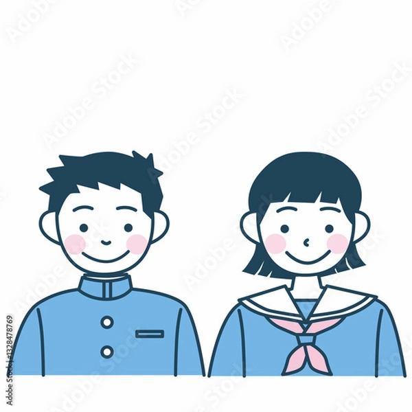 Fototapeta 笑顔のセーラー服と学ランの学生