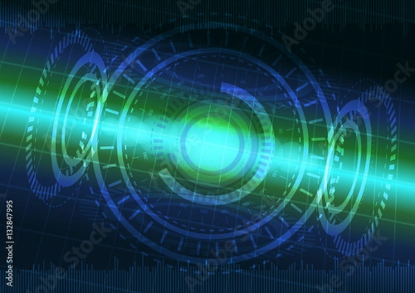 Fototapeta Abstract digital technology color background or futuristic interface.