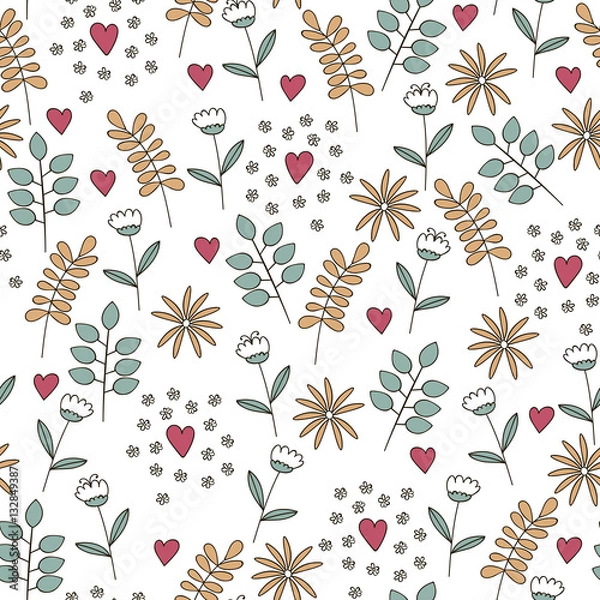 Fototapeta Floral decoration design seamless texture pattern