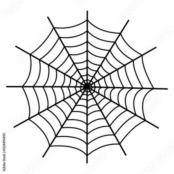 Fototapeta Spider web isolated on white background.
