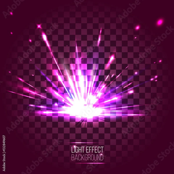 Obraz light effect lens purple explosion on transparent background. ve