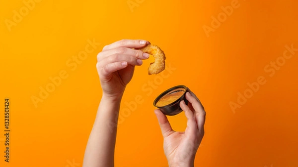 Obraz Crispy golden fried calamari rings served with lemon wedges, a classic seafood appetizer.