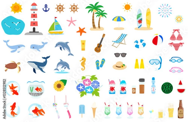 Obraz 夏素材のイラストセット