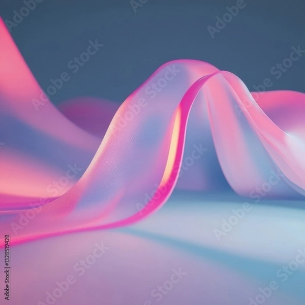 Obraz Close-up Pink Silk Fabric Wave. Abstract background concept. Luxury cloth texture, textile, fashion, wave, smooth.