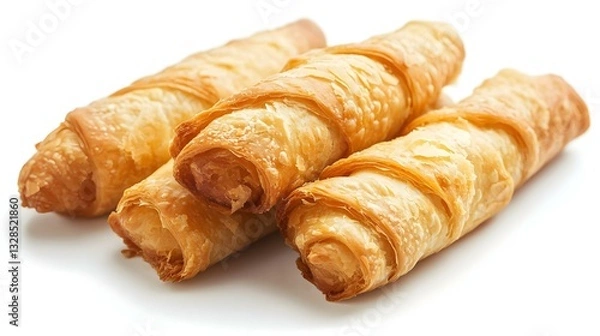 Obraz Crispy bread roll isolated against white