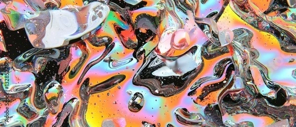 Obraz Distorting holographic patterns close-up of hypnotic color refractions in vibrant abstract art
