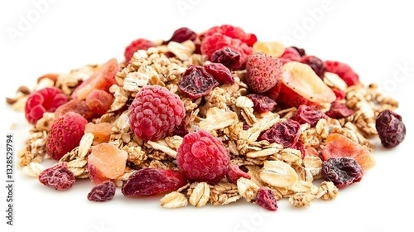 Fototapeta Red fruits cereal mix fruity and crunchy muesli