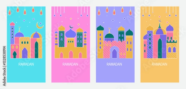 Obraz Ramadan Kareem Greetings for Ramadan background with Islamic Mosque
