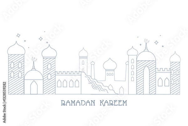 Obraz Ramadan Kareem Greetings for Ramadan background with Islamic Mosque