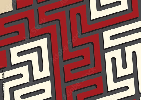 Obraz Interwoven Red Beige Black Maze Design