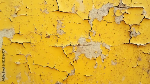 Obraz Weathered Yellow Wall with Cracks