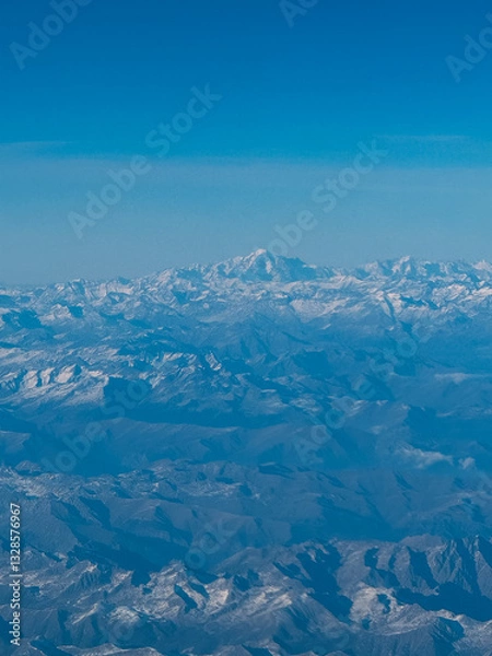 Fototapeta view of the swiss alps from an airplane