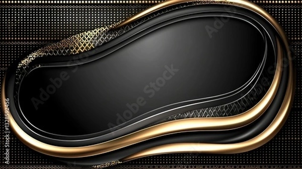 Fototapeta Elegant Black and Gold Abstract Background with Smooth Curves and Dots for Design Projects