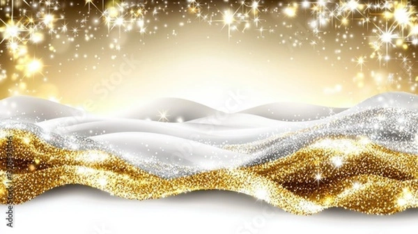 Obraz Shimmering Golden and White Background with Sparkling Highlights for Elegant Design Projects