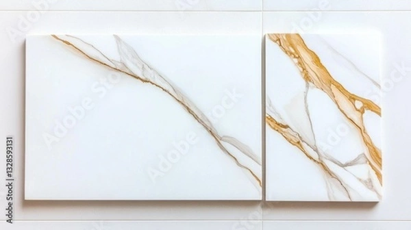 Obraz Elegant White Marble Surface with Subtle Gold Veins for Interior Design and Decoration
