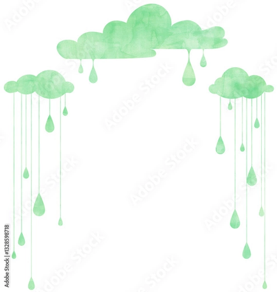 Obraz 梅雨、雨、雲、緑、黄色