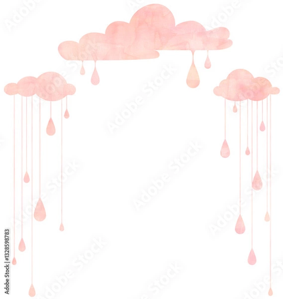 Obraz 梅雨、雨、雲、ピンク、黄色